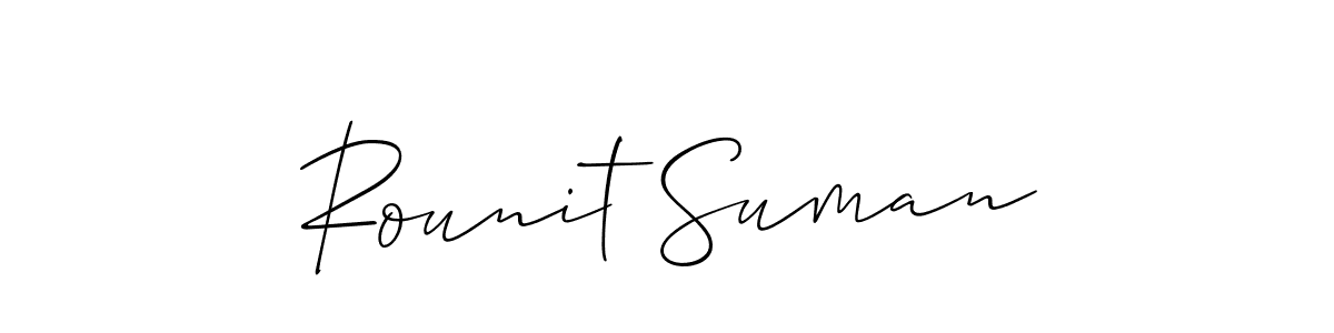 Design your own signature with our free online signature maker. With this signature software, you can create a handwritten (Allison_Script) signature for name Rounit Suman. Rounit Suman signature style 2 images and pictures png