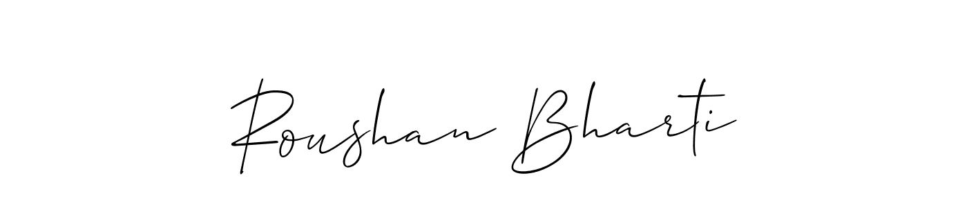 Similarly Allison_Script is the best handwritten signature design. Signature creator online .You can use it as an online autograph creator for name Roushan Bharti. Roushan Bharti signature style 2 images and pictures png