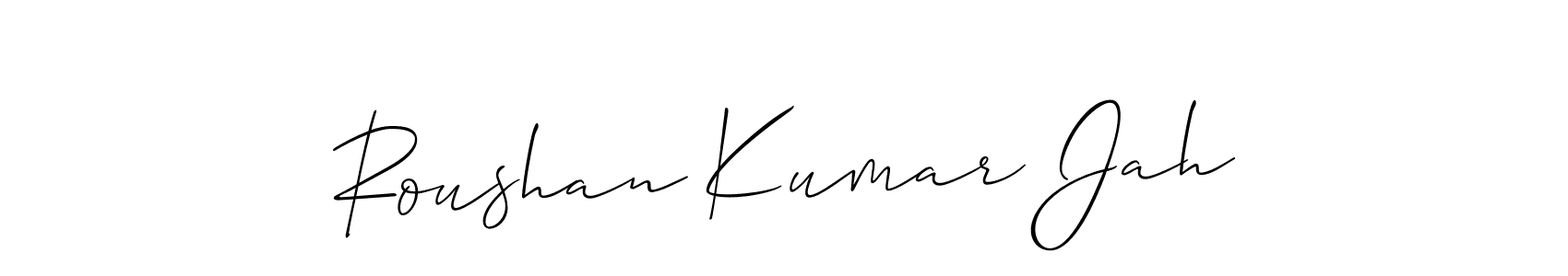 The best way (Allison_Script) to make a short signature is to pick only two or three words in your name. The name Roushan Kumar Jah include a total of six letters. For converting this name. Roushan Kumar Jah signature style 2 images and pictures png