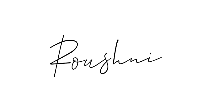 The best way (Allison_Script) to make a short signature is to pick only two or three words in your name. The name Roushni include a total of six letters. For converting this name. Roushni signature style 2 images and pictures png