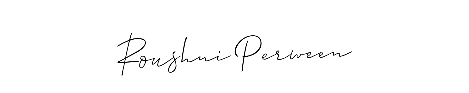How to make Roushni Perween name signature. Use Allison_Script style for creating short signs online. This is the latest handwritten sign. Roushni Perween signature style 2 images and pictures png