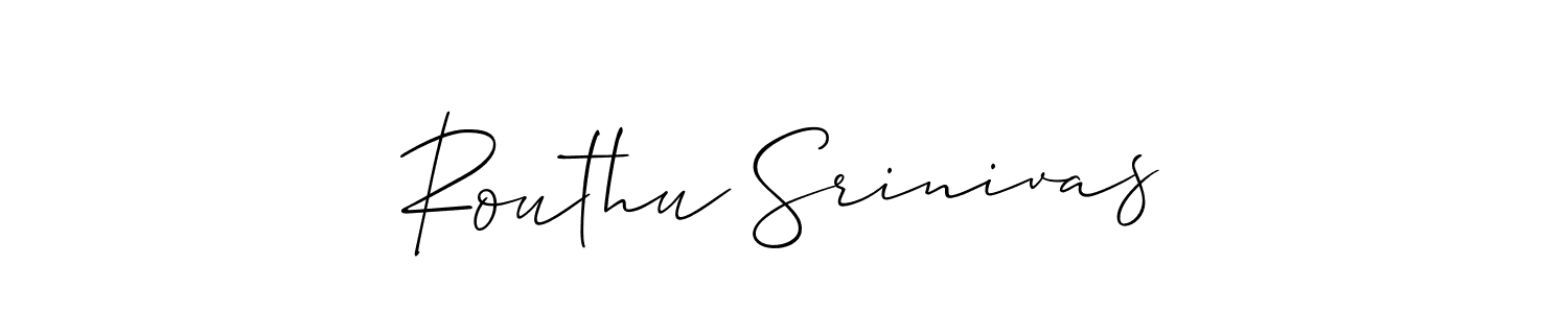 Make a beautiful signature design for name Routhu Srinivas. With this signature (Allison_Script) style, you can create a handwritten signature for free. Routhu Srinivas signature style 2 images and pictures png