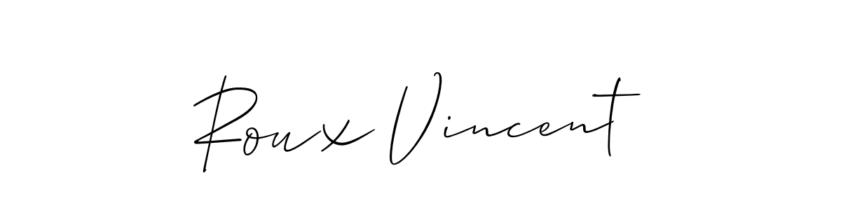 Use a signature maker to create a handwritten signature online. With this signature software, you can design (Allison_Script) your own signature for name Roux Vincent. Roux Vincent signature style 2 images and pictures png