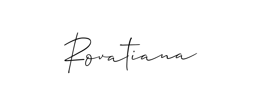 Make a short Rovatiana signature style. Manage your documents anywhere anytime using Allison_Script. Create and add eSignatures, submit forms, share and send files easily. Rovatiana signature style 2 images and pictures png