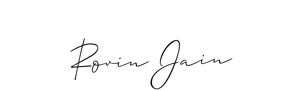 How to make Rovin Jain name signature. Use Allison_Script style for creating short signs online. This is the latest handwritten sign. Rovin Jain signature style 2 images and pictures png