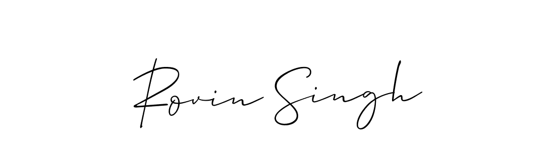 How to make Rovin Singh name signature. Use Allison_Script style for creating short signs online. This is the latest handwritten sign. Rovin Singh signature style 2 images and pictures png
