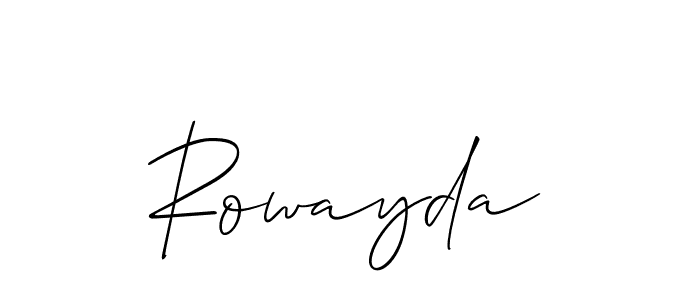 if you are searching for the best signature style for your name Rowayda. so please give up your signature search. here we have designed multiple signature styles  using Allison_Script. Rowayda signature style 2 images and pictures png