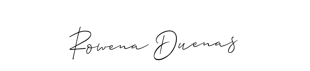 Make a beautiful signature design for name Rowena Duenas. With this signature (Allison_Script) style, you can create a handwritten signature for free. Rowena Duenas signature style 2 images and pictures png