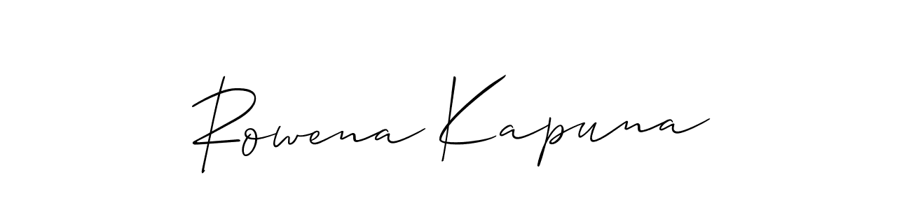 How to make Rowena Kapuna name signature. Use Allison_Script style for creating short signs online. This is the latest handwritten sign. Rowena Kapuna signature style 2 images and pictures png