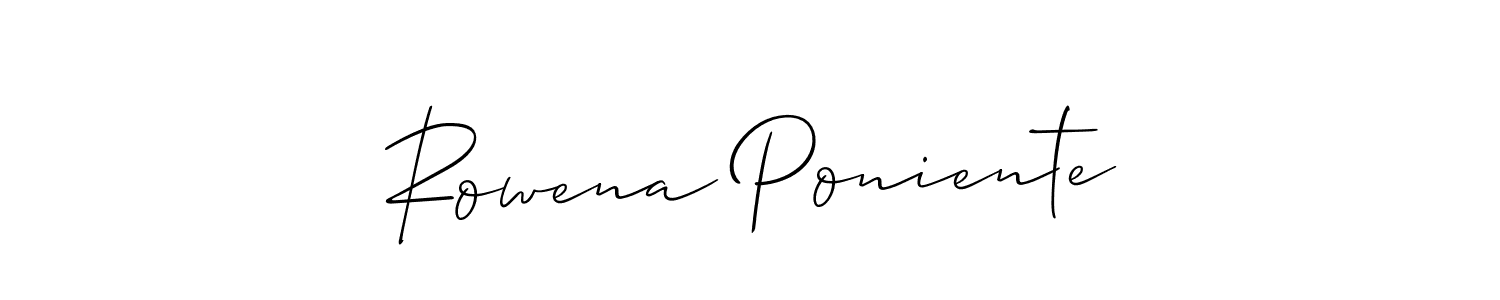Allison_Script is a professional signature style that is perfect for those who want to add a touch of class to their signature. It is also a great choice for those who want to make their signature more unique. Get Rowena Poniente name to fancy signature for free. Rowena Poniente signature style 2 images and pictures png