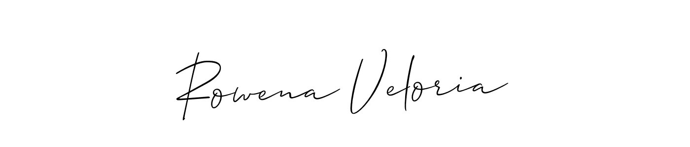 Rowena Veloria stylish signature style. Best Handwritten Sign (Allison_Script) for my name. Handwritten Signature Collection Ideas for my name Rowena Veloria. Rowena Veloria signature style 2 images and pictures png