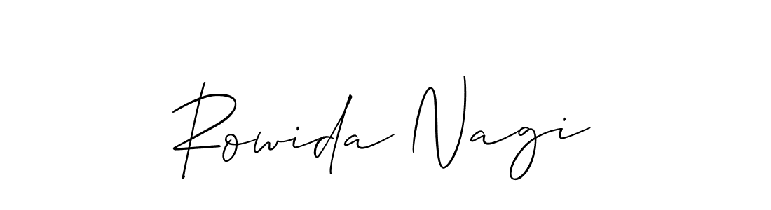 Also You can easily find your signature by using the search form. We will create Rowida Nagi name handwritten signature images for you free of cost using Allison_Script sign style. Rowida Nagi signature style 2 images and pictures png