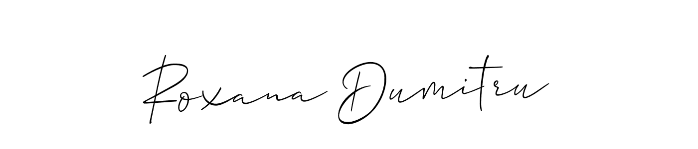How to make Roxana Dumitru signature? Allison_Script is a professional autograph style. Create handwritten signature for Roxana Dumitru name. Roxana Dumitru signature style 2 images and pictures png