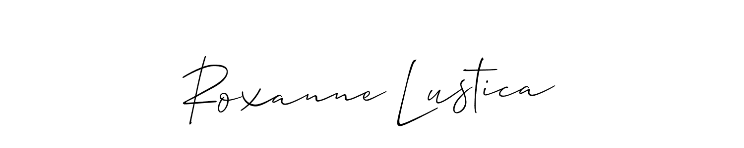 Make a short Roxanne Lustica signature style. Manage your documents anywhere anytime using Allison_Script. Create and add eSignatures, submit forms, share and send files easily. Roxanne Lustica signature style 2 images and pictures png