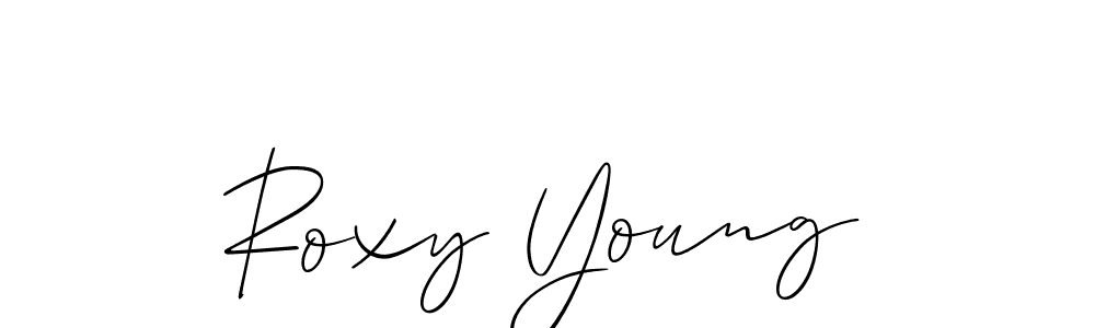 How to make Roxy Young name signature. Use Allison_Script style for creating short signs online. This is the latest handwritten sign. Roxy Young signature style 2 images and pictures png
