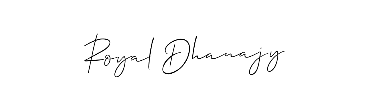 Make a short Royal Dhanajy signature style. Manage your documents anywhere anytime using Allison_Script. Create and add eSignatures, submit forms, share and send files easily. Royal Dhanajy signature style 2 images and pictures png