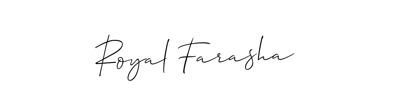 Create a beautiful signature design for name Royal Farasha. With this signature (Allison_Script) fonts, you can make a handwritten signature for free. Royal Farasha signature style 2 images and pictures png