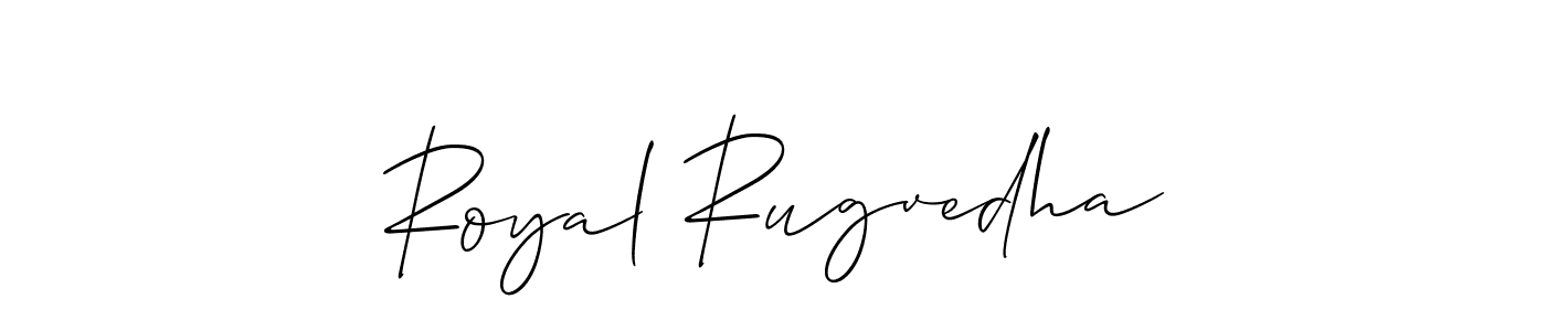 Also we have Royal Rugvedha name is the best signature style. Create professional handwritten signature collection using Allison_Script autograph style. Royal Rugvedha signature style 2 images and pictures png