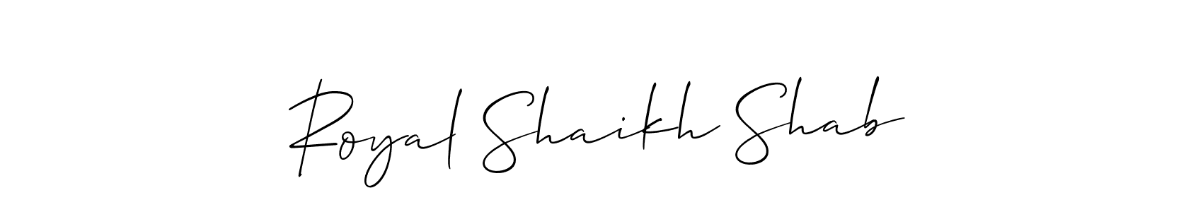 Also You can easily find your signature by using the search form. We will create Royal Shaikh Shab name handwritten signature images for you free of cost using Allison_Script sign style. Royal Shaikh Shab signature style 2 images and pictures png