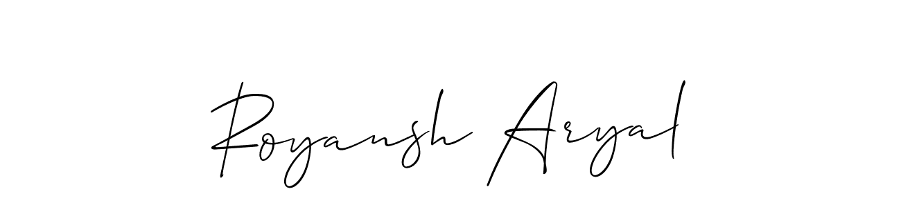 Also You can easily find your signature by using the search form. We will create Royansh Aryal name handwritten signature images for you free of cost using Allison_Script sign style. Royansh Aryal signature style 2 images and pictures png
