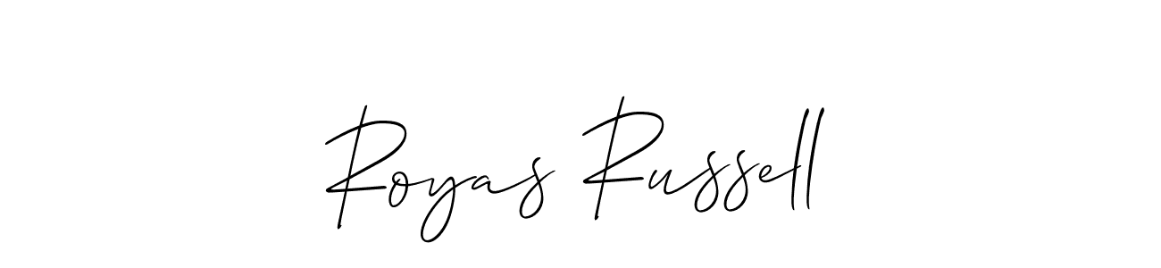 You should practise on your own different ways (Allison_Script) to write your name (Royas Russell) in signature. don't let someone else do it for you. Royas Russell signature style 2 images and pictures png