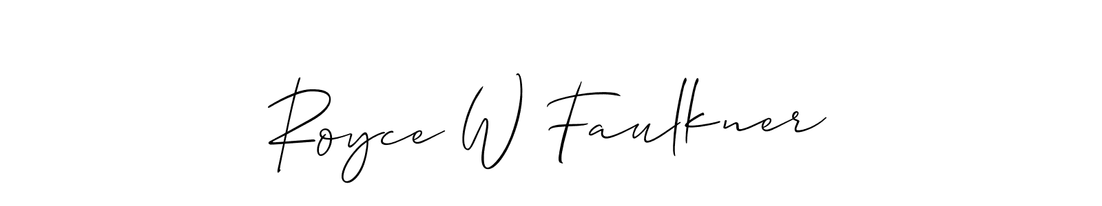 How to make Royce W Faulkner name signature. Use Allison_Script style for creating short signs online. This is the latest handwritten sign. Royce W Faulkner signature style 2 images and pictures png