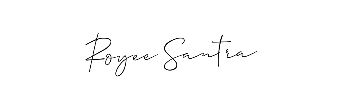 Also You can easily find your signature by using the search form. We will create Royee Santra name handwritten signature images for you free of cost using Allison_Script sign style. Royee Santra signature style 2 images and pictures png