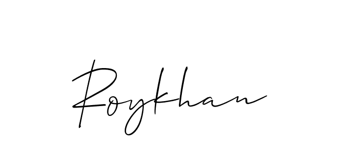 How to Draw Roykhan signature style? Allison_Script is a latest design signature styles for name Roykhan. Roykhan signature style 2 images and pictures png