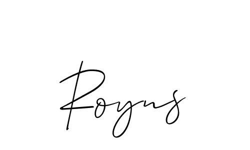 Design your own signature with our free online signature maker. With this signature software, you can create a handwritten (Allison_Script) signature for name Royns. Royns signature style 2 images and pictures png