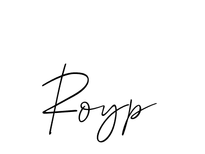 How to make Royp name signature. Use Allison_Script style for creating short signs online. This is the latest handwritten sign. Royp signature style 2 images and pictures png