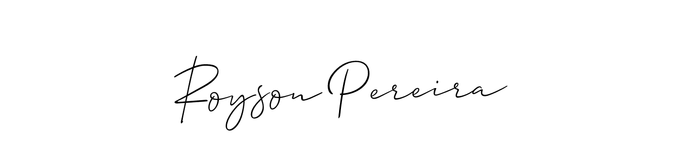Create a beautiful signature design for name Royson Pereira. With this signature (Allison_Script) fonts, you can make a handwritten signature for free. Royson Pereira signature style 2 images and pictures png