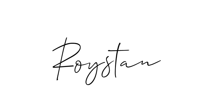 Make a beautiful signature design for name Roystan. With this signature (Allison_Script) style, you can create a handwritten signature for free. Roystan signature style 2 images and pictures png