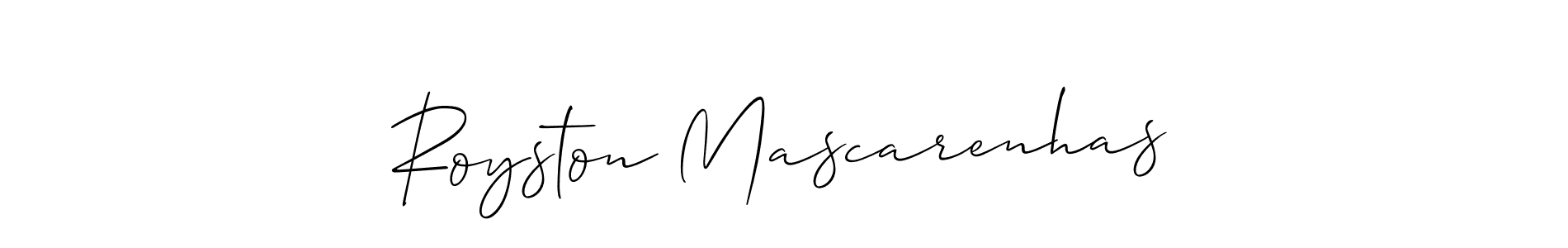 You should practise on your own different ways (Allison_Script) to write your name (Royston Mascarenhas) in signature. don't let someone else do it for you. Royston Mascarenhas signature style 2 images and pictures png