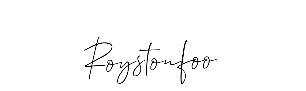 Use a signature maker to create a handwritten signature online. With this signature software, you can design (Allison_Script) your own signature for name Roystonfoo. Roystonfoo signature style 2 images and pictures png