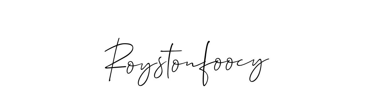 Allison_Script is a professional signature style that is perfect for those who want to add a touch of class to their signature. It is also a great choice for those who want to make their signature more unique. Get Roystonfoocy name to fancy signature for free. Roystonfoocy signature style 2 images and pictures png