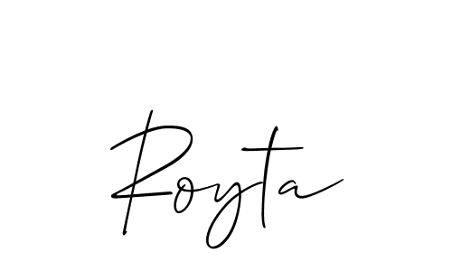 Make a short Royta signature style. Manage your documents anywhere anytime using Allison_Script. Create and add eSignatures, submit forms, share and send files easily. Royta signature style 2 images and pictures png