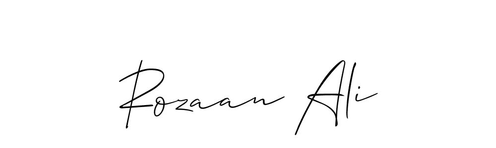 Make a beautiful signature design for name Rozaan Ali. With this signature (Allison_Script) style, you can create a handwritten signature for free. Rozaan Ali signature style 2 images and pictures png