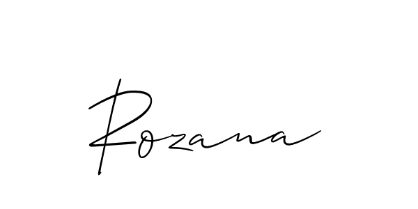 Use a signature maker to create a handwritten signature online. With this signature software, you can design (Allison_Script) your own signature for name Rozana. Rozana signature style 2 images and pictures png