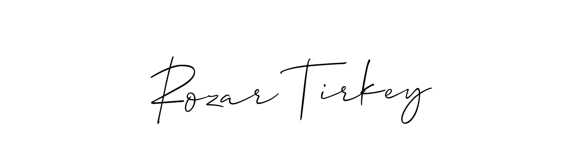 Similarly Allison_Script is the best handwritten signature design. Signature creator online .You can use it as an online autograph creator for name Rozar Tirkey. Rozar Tirkey signature style 2 images and pictures png