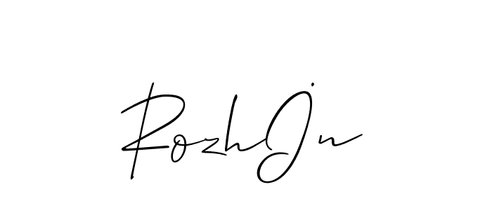 Rozhİn stylish signature style. Best Handwritten Sign (Allison_Script) for my name. Handwritten Signature Collection Ideas for my name Rozhİn. Rozhİn signature style 2 images and pictures png