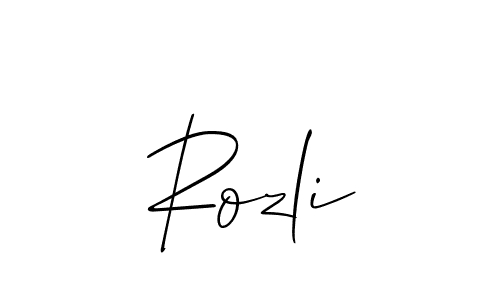 Make a beautiful signature design for name Rozli. With this signature (Allison_Script) style, you can create a handwritten signature for free. Rozli signature style 2 images and pictures png