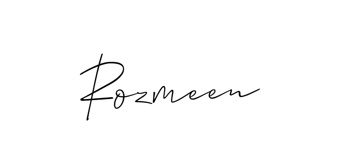 Use a signature maker to create a handwritten signature online. With this signature software, you can design (Allison_Script) your own signature for name Rozmeen. Rozmeen signature style 2 images and pictures png