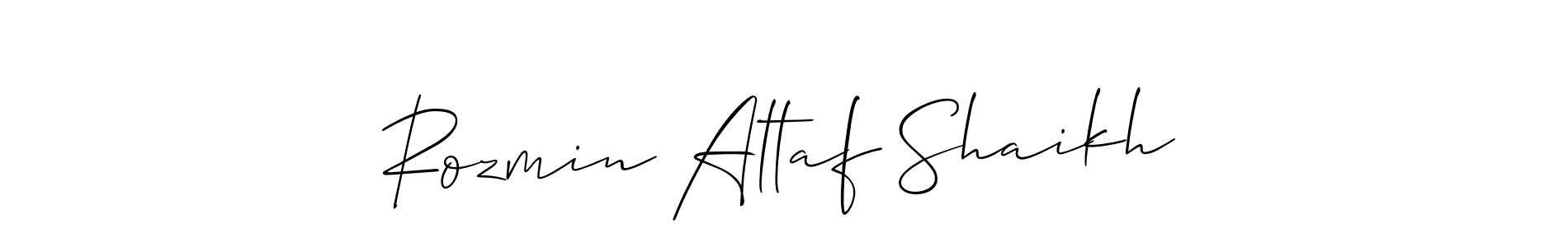 Similarly Allison_Script is the best handwritten signature design. Signature creator online .You can use it as an online autograph creator for name Rozmin Altaf Shaikh. Rozmin Altaf Shaikh signature style 2 images and pictures png