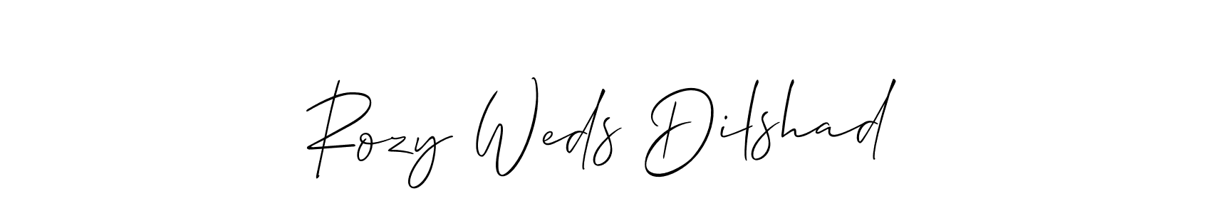 Make a beautiful signature design for name Rozy Weds Dilshad. With this signature (Allison_Script) style, you can create a handwritten signature for free. Rozy Weds Dilshad signature style 2 images and pictures png