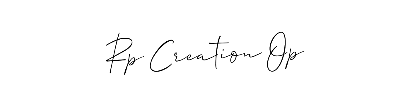 The best way (Allison_Script) to make a short signature is to pick only two or three words in your name. The name Rp Creation Op include a total of six letters. For converting this name. Rp Creation Op signature style 2 images and pictures png