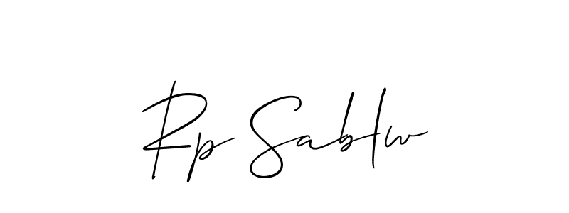 The best way (Allison_Script) to make a short signature is to pick only two or three words in your name. The name Rp Sablw include a total of six letters. For converting this name. Rp Sablw signature style 2 images and pictures png