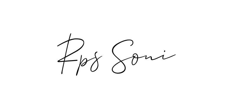 Make a beautiful signature design for name Rps Soni. With this signature (Allison_Script) style, you can create a handwritten signature for free. Rps Soni signature style 2 images and pictures png