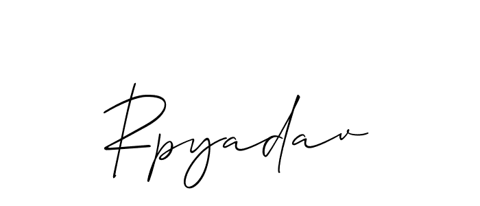 Rpyadav stylish signature style. Best Handwritten Sign (Allison_Script) for my name. Handwritten Signature Collection Ideas for my name Rpyadav. Rpyadav signature style 2 images and pictures png