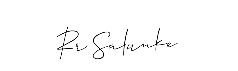 if you are searching for the best signature style for your name Rr Salunke. so please give up your signature search. here we have designed multiple signature styles  using Allison_Script. Rr Salunke signature style 2 images and pictures png