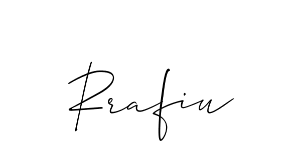 How to make Rrafiu name signature. Use Allison_Script style for creating short signs online. This is the latest handwritten sign. Rrafiu signature style 2 images and pictures png